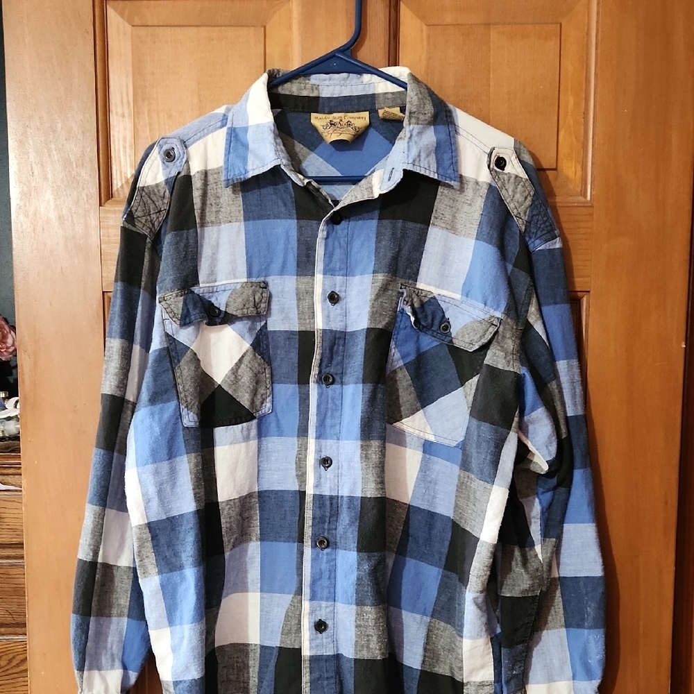 Raider Jean Company Blue and Black Plaid Shirt